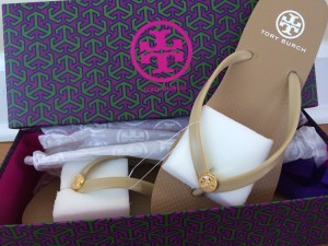 Tory Burch Thin Enamel Flip Flop Khaki