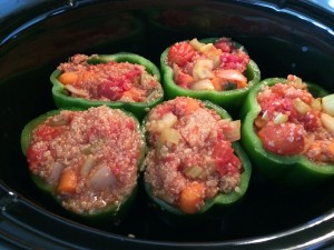 Peppers will hold each other up in the crockpot! Be sure to see how many fit and choose your peppers accordingly! Maybe you need tall peppers instead of fat!