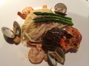 Seafood Pasta in a cream sauce...yes! Amazing!