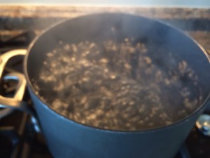 Add some salt to the hot water. Wait for a rapid boil! Relax, you have time! 