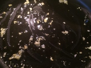 If the garlic burns, throw it away! 