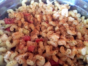 I make my pasta salad the night before a party! The flavors will have time to mix and it is perfectly chilled through when served!