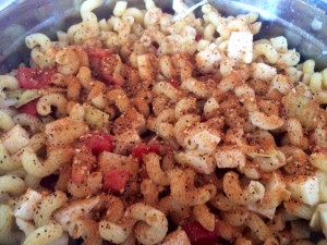 I make my pasta salad the night before a party! The flavors will have time to mix and it is perfectly chilled through when served! 