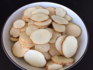 I sliced them pretty thin to make sure they cook! 1/8 Inch is perfect!