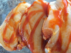 I didn't drench the chicken with the sauce...it is pretty strong stuff!