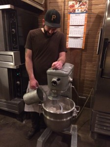 Whether he listens to the thumping rhythm of the dough hitting the mixer or the moist crackling of the dough, Jonathan walked away and instinctually "felt" how long the dough needed mixing! 