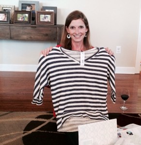 I have to admit I was totally bummed! A sweatshirt-y looking, big looking, jail looking striped top was NOT what I had in mind!!! 