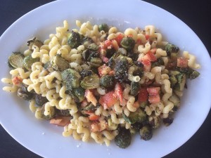 I started with the roasted sprouts and ended up with a fabulous pasta dish! 