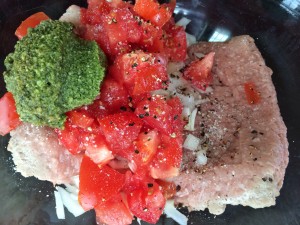 Throw all of the ingredients in the bowl and mix!