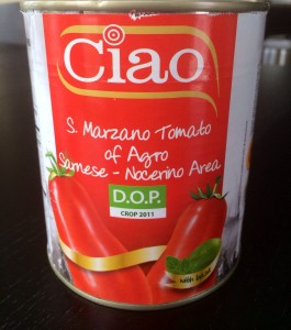 My favorite brand is Ciao tomatoes! Break up the whole tomatoes while mixing. 