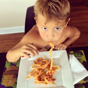 As children, we would eat Sunday spaghetti in our underwear at my grandma and pappap Signorino's house so we didn't get sauce stains on our clothes!