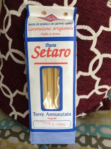 This Setaro Fettuce dry pasta is the closest to homemade. It is so heavily floured and cooks perfectly to the al dente bite. Best pasta ever! I get mine at Penn Mac in Pittsburgh's Strip District. $10 http://www.pennmac.com/items/4895//setaro-fettucce-pasta