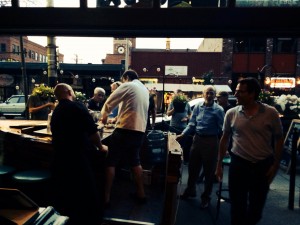 Luke drew quite the crowd while shucking an obstinate oyster Saturday night. 