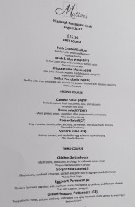 Matteo's Restaurant Week Menu