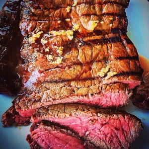 The London broil method creates a perfectly medium rare center that is tender and juicy.