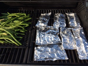 Place packets a few inches apart on the hottest part of the grill- the lower grate. 