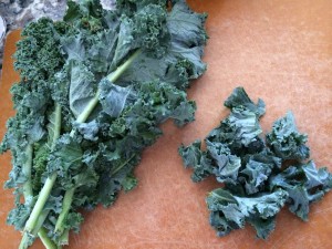 We enjoy superfood kale in a pan sauce, in our pizza, and even baked into kale chips! 