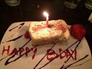 Tiramisu birthday cake! So sweet! 