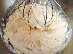 The wet ingredients will create a fluffy mixture when creamed. 