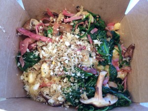 I tried a prosciutto, spinach, and shiitake mushrooms- wow!