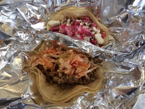 Chicken in a Thai peanut sauce topped with a Thai chili slaw. I loved them both!